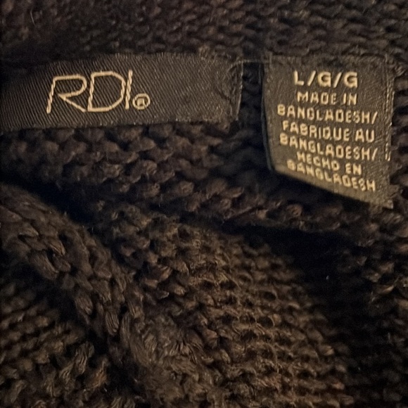 RDI loose knit mock neck long sleeve stripe sweater Sz Large - Picture 6 of 6